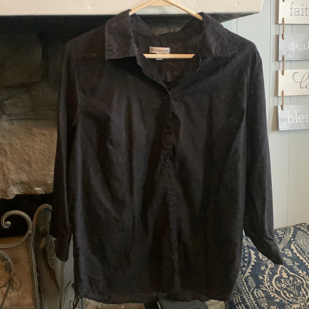 Black Patterned Button Down Shirt